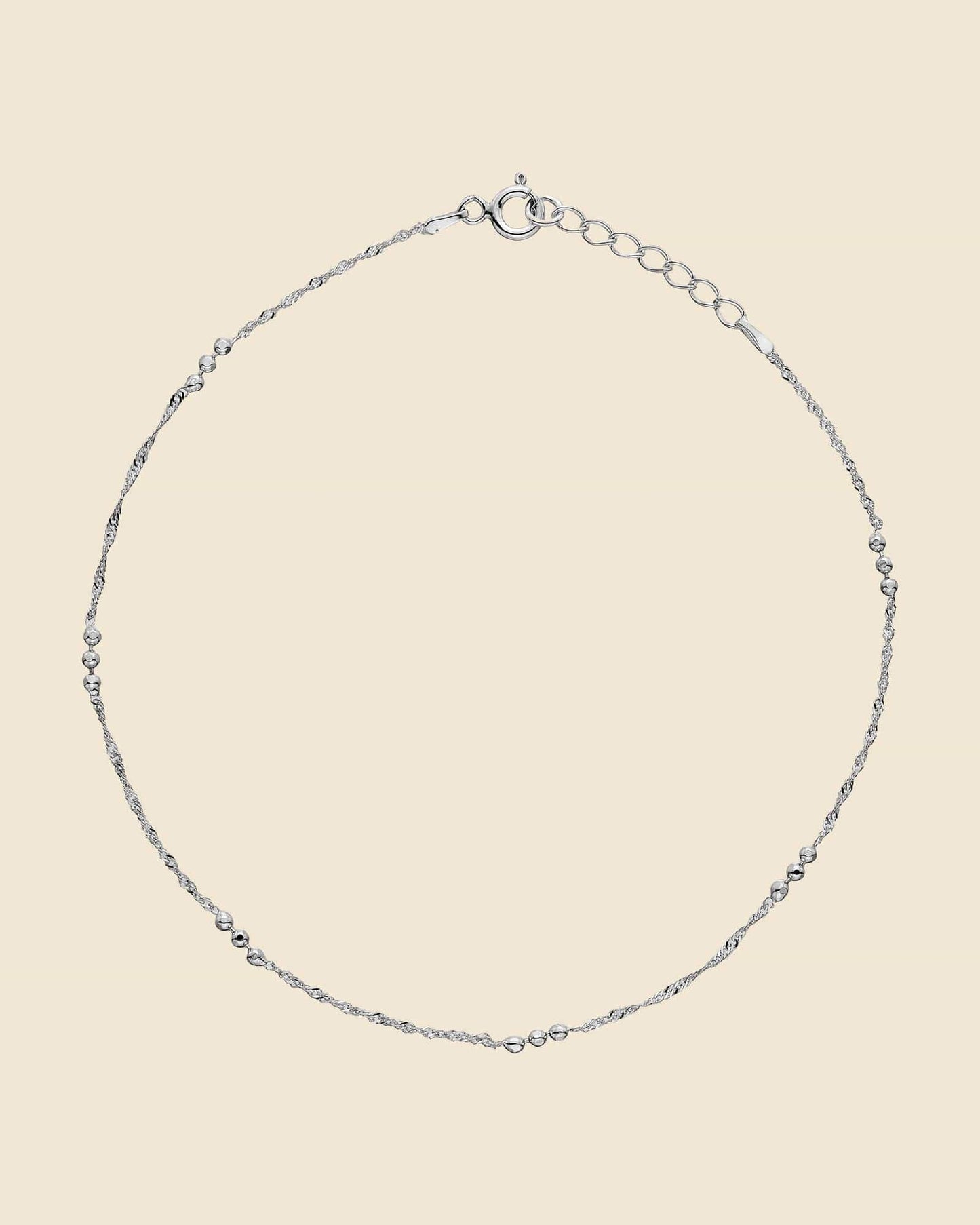 Margrethe Silver Twist Anklet