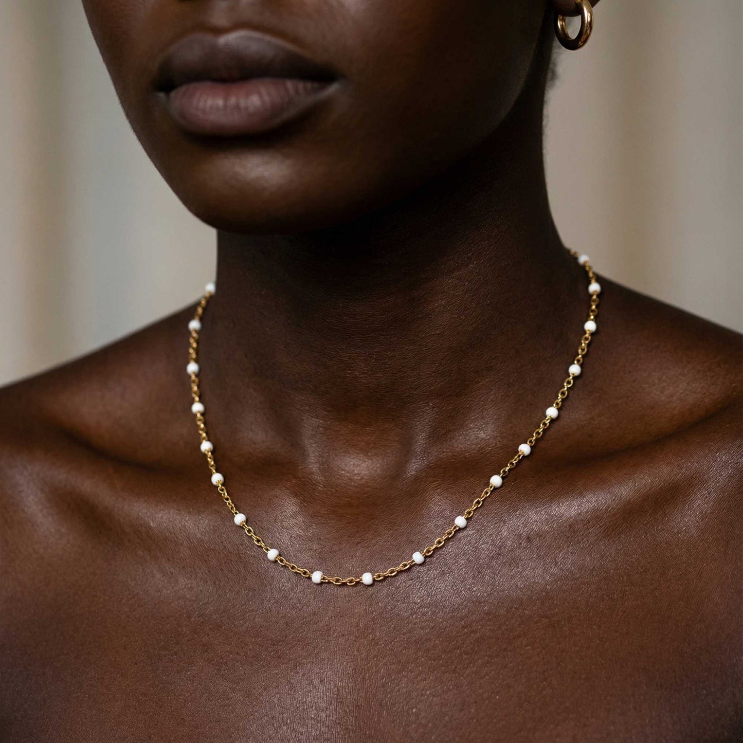 Chloe White Beaded Choker