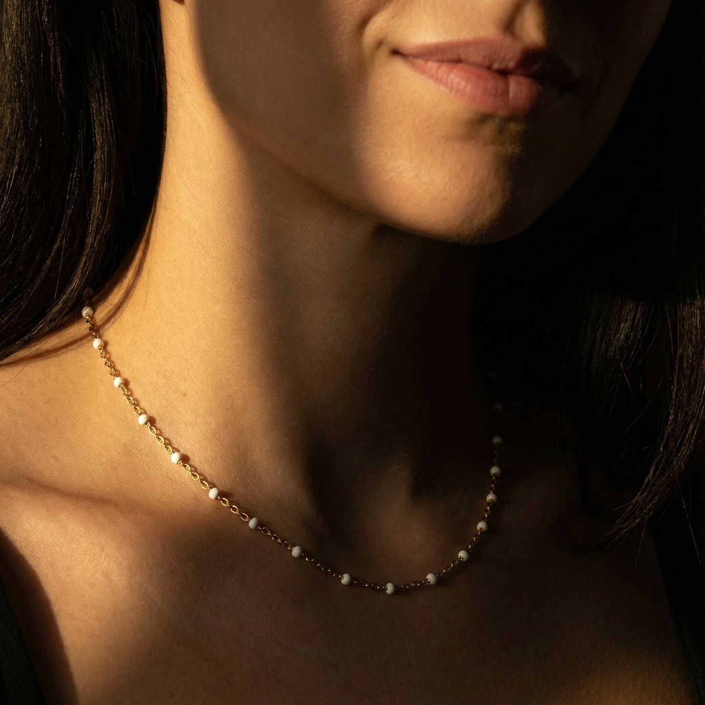 Chloe White Beaded Choker