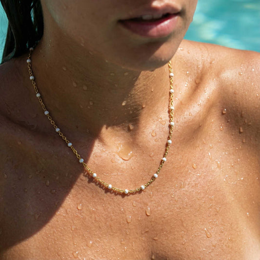 Chloe White Beaded Choker