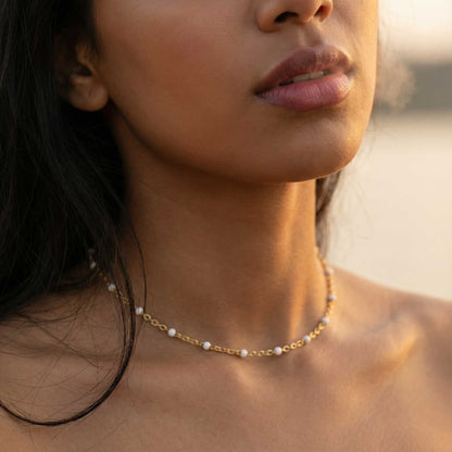 Chloe White Beaded Choker