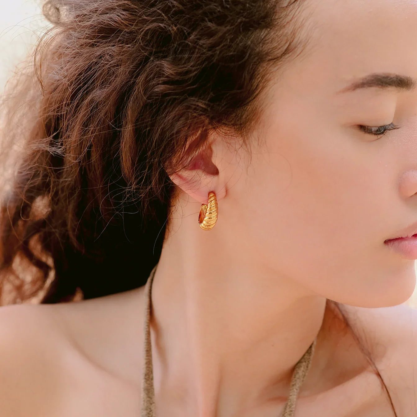 Ruby Curve Hoop Earrings