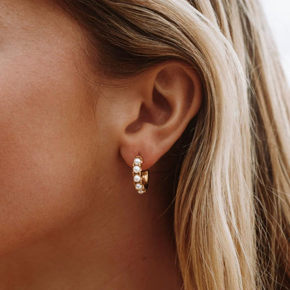 Sophie Pearl Huggie Earrings