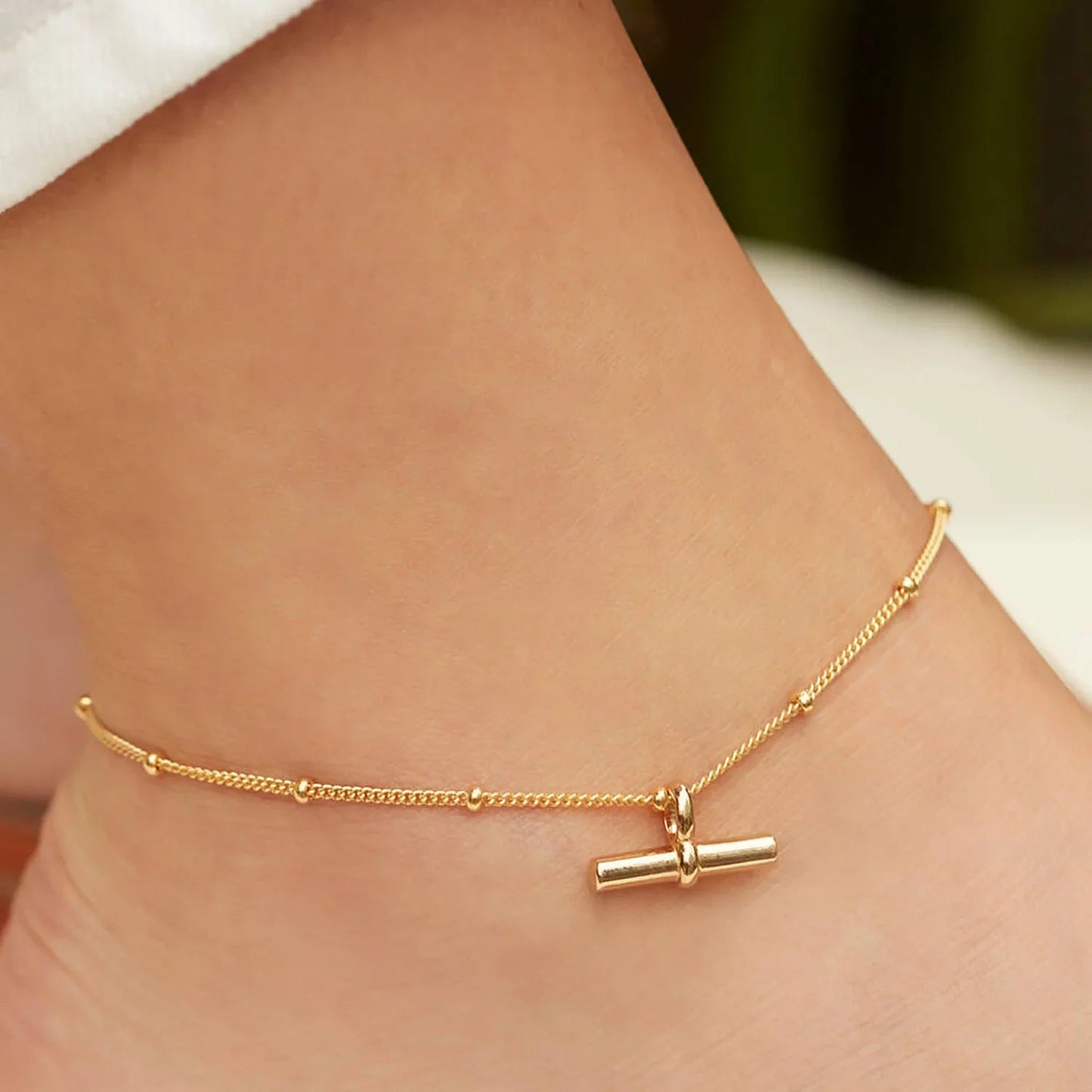 Elisabetta Bar Gold Anklet