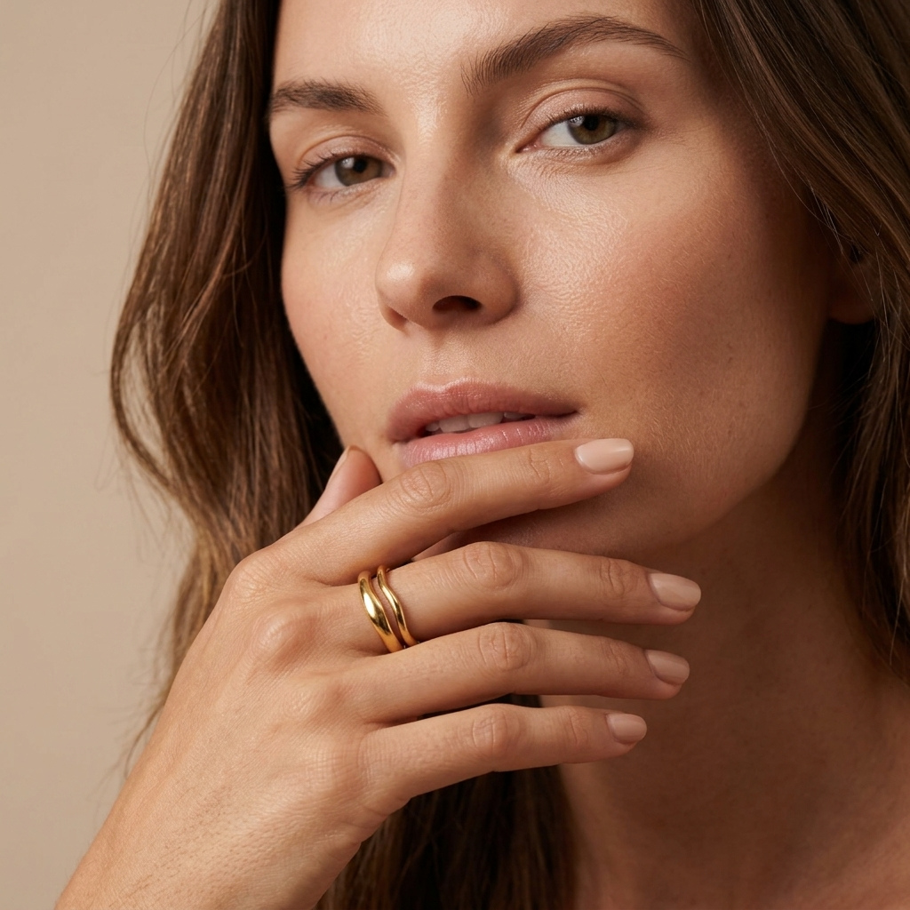 Victoria Wave Gold Ring Set