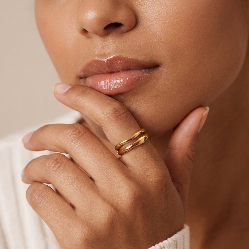 Victoria Wave Gold Ring Set