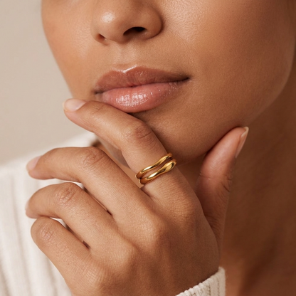 Victoria Wave Gold Ring Set