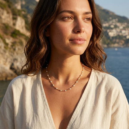 Chloe White Beaded Choker