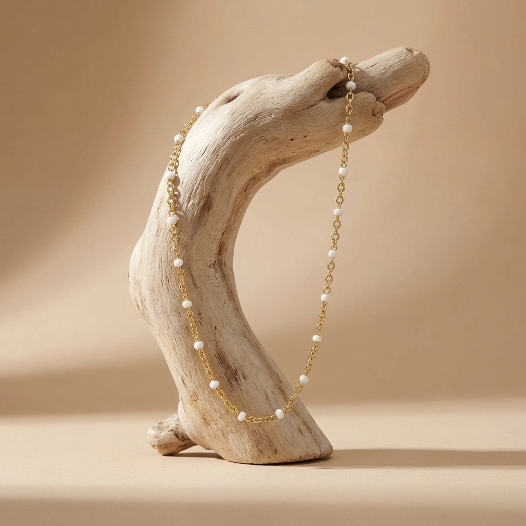 Chloe White Beaded Choker