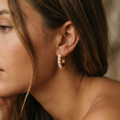 Sophie Pearl Huggie Earrings