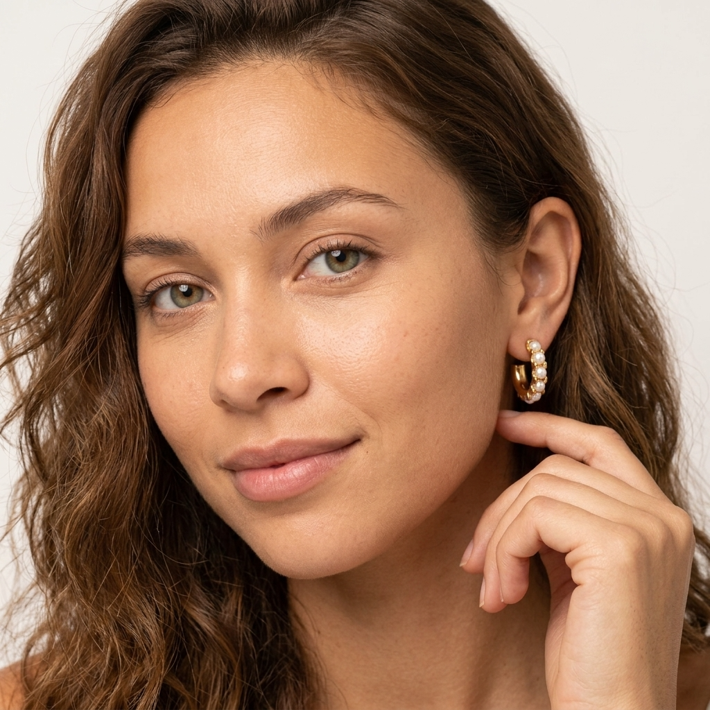 Sophie Pearl Huggie Earrings