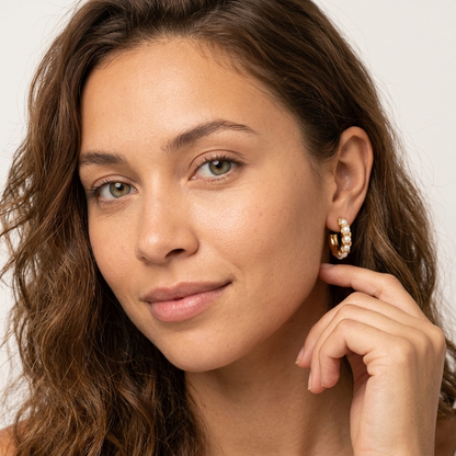Sophie Pearl Huggie Earrings