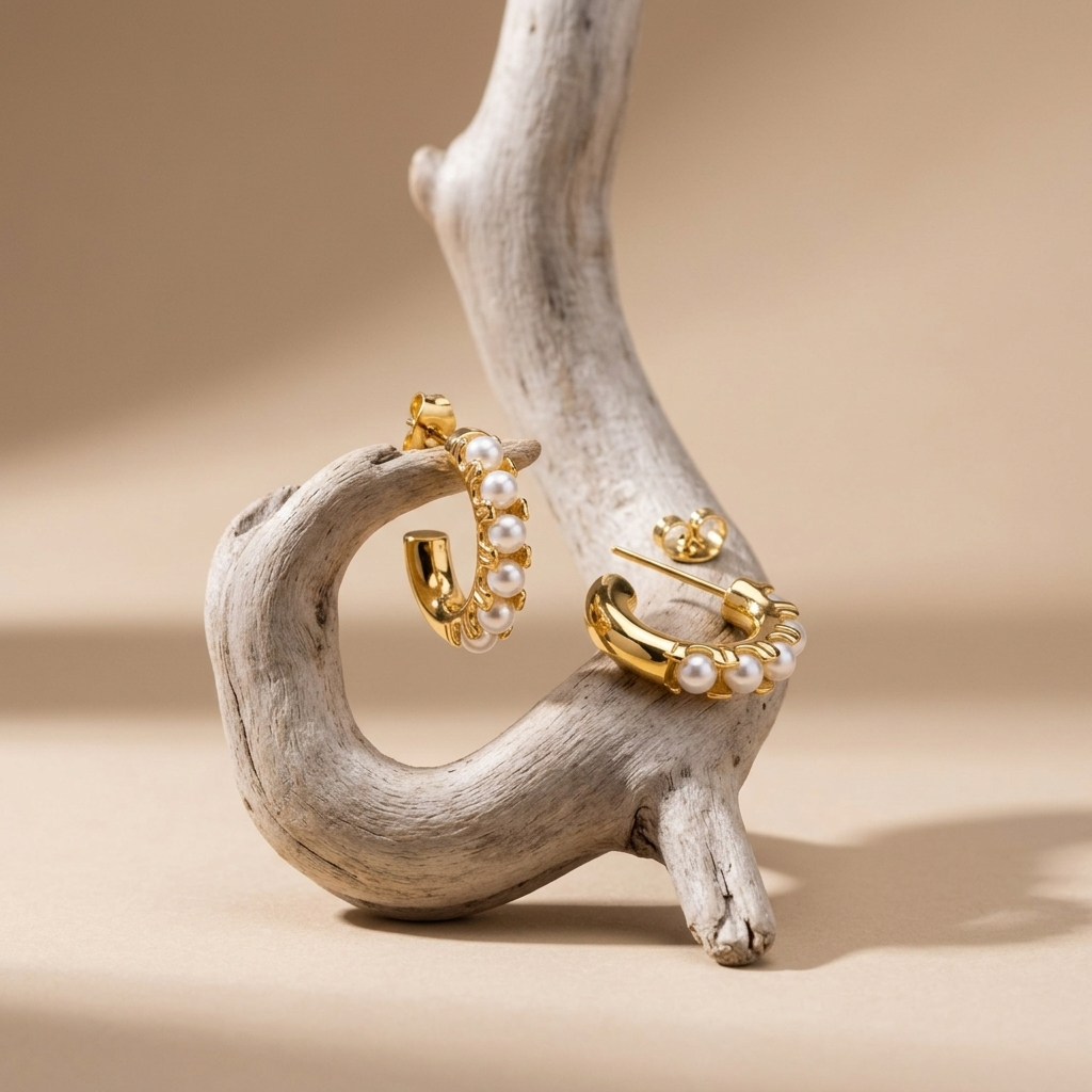 Sophie Pearl Huggie Earrings