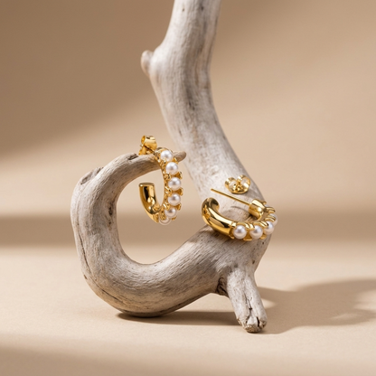 Sophie Pearl Huggie Earrings