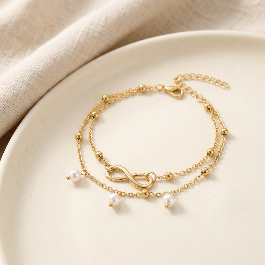 Sigrid Pearl Infinity Anklet