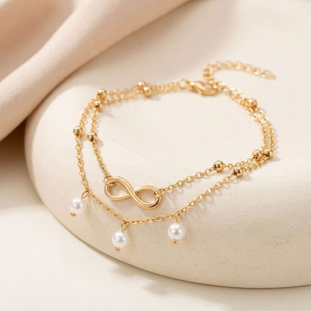 Sigrid Pearl Infinity Anklet