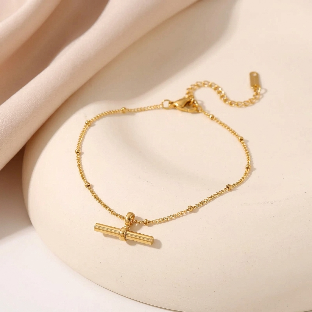 Elisabetta Bar Gold Anklet