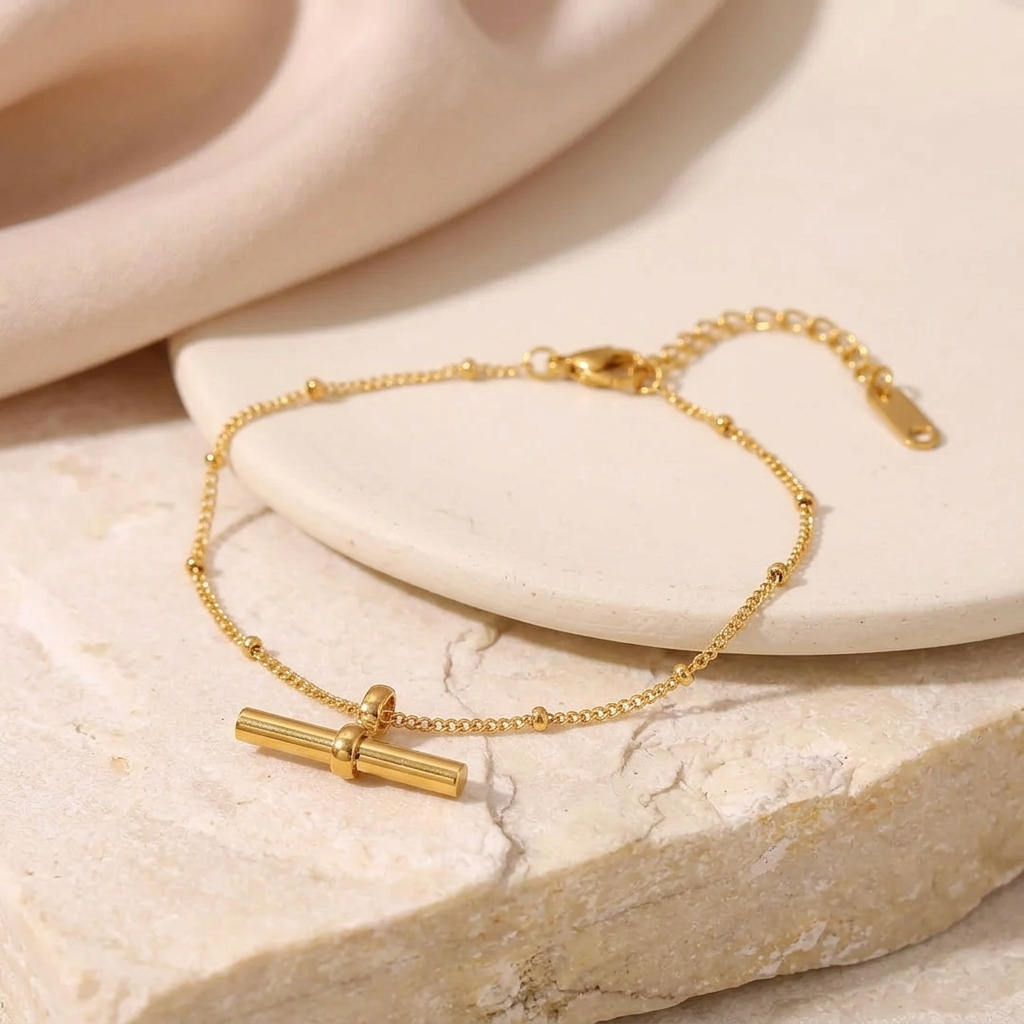 Elisabetta Bar Gold Anklet