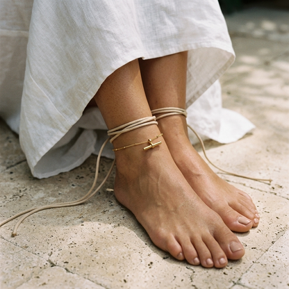 Elisabetta Bar Gold Anklet