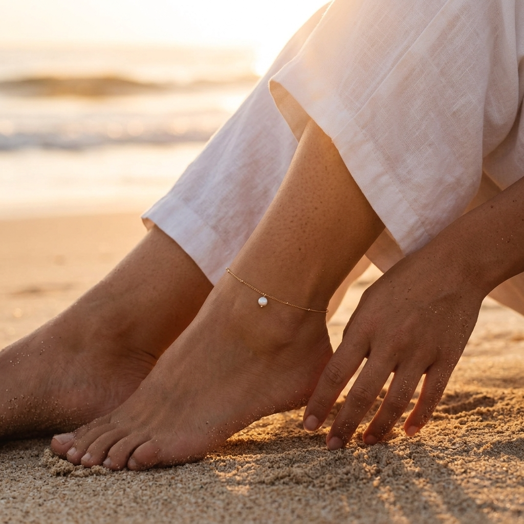 Isabella Pearl Gold Anklet