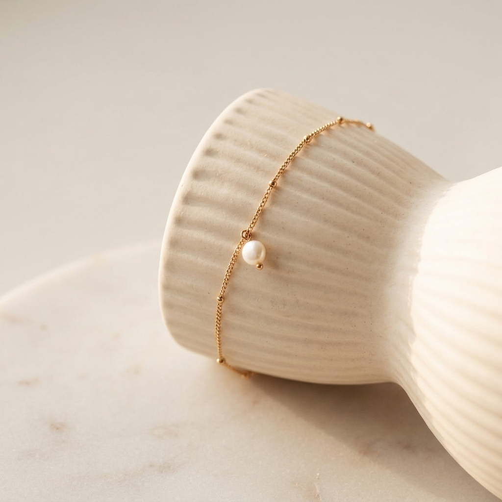 Isabella Pearl Gold Anklet