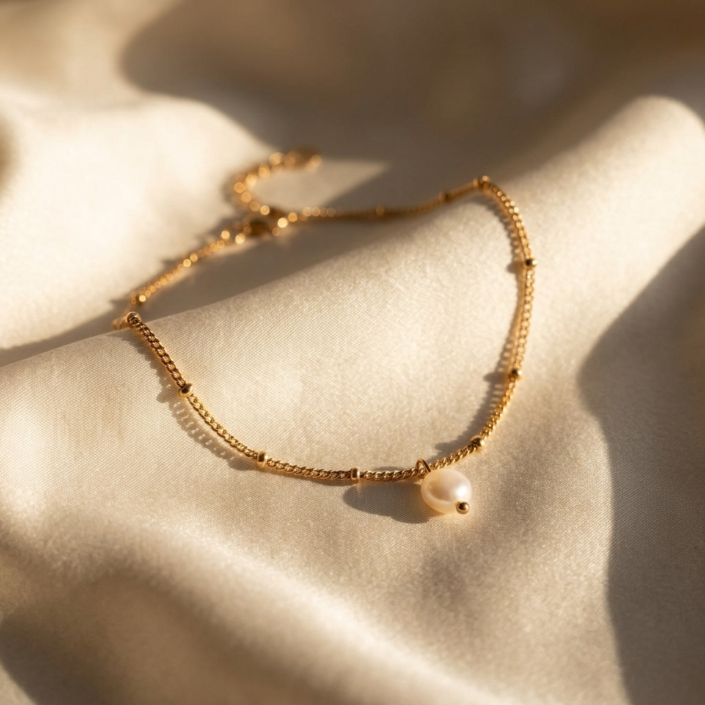 Isabella Pearl Gold Anklet