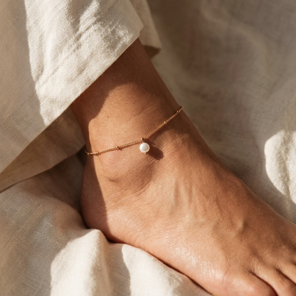 Isabella Pearl Gold Anklet