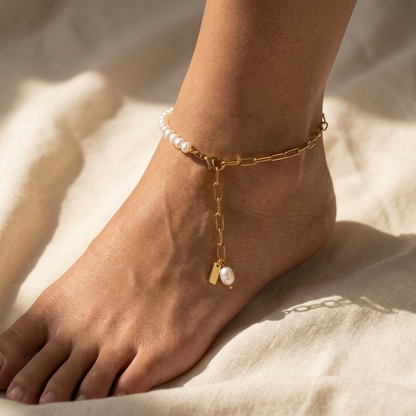 Amelia Pearl Double Anklet