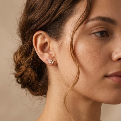Beatrice Crystal Leaf Stud Earrings