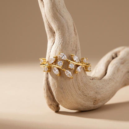 Beatrice Gold Crystal Vine Ring