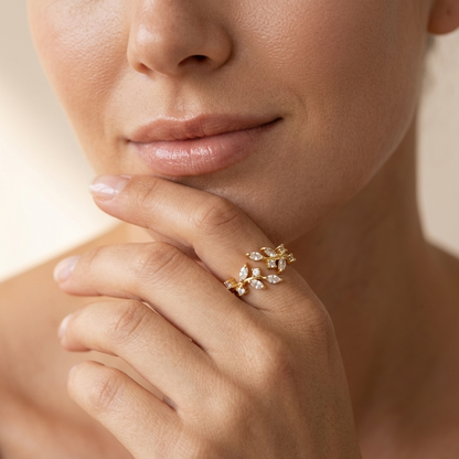 Beatrice Gold Crystal Vine Ring