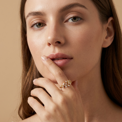 Beatrice Gold Crystal Vine Ring