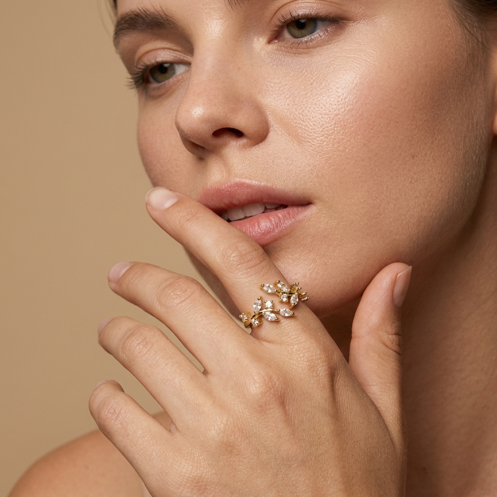 Beatrice Gold Crystal Vine Ring