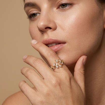 Beatrice Gold Crystal Vine Ring