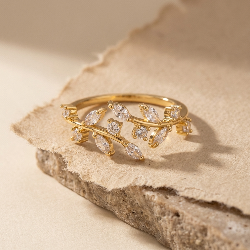 Beatrice Gold Crystal Vine Ring