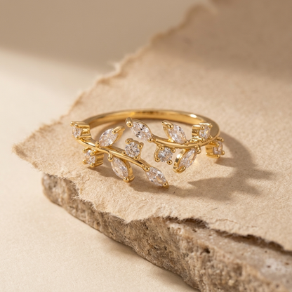 Beatrice Gold Crystal Vine Ring
