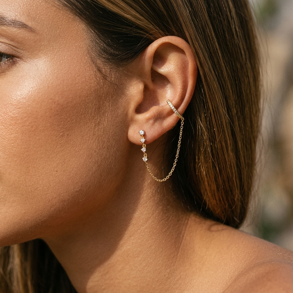 Eleonore Chain Cuff Earrings