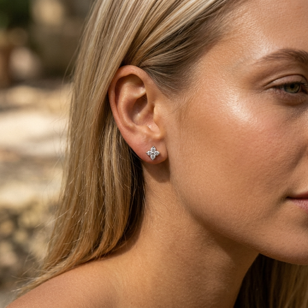 Camilla Crystal Flower Stud Earrings
