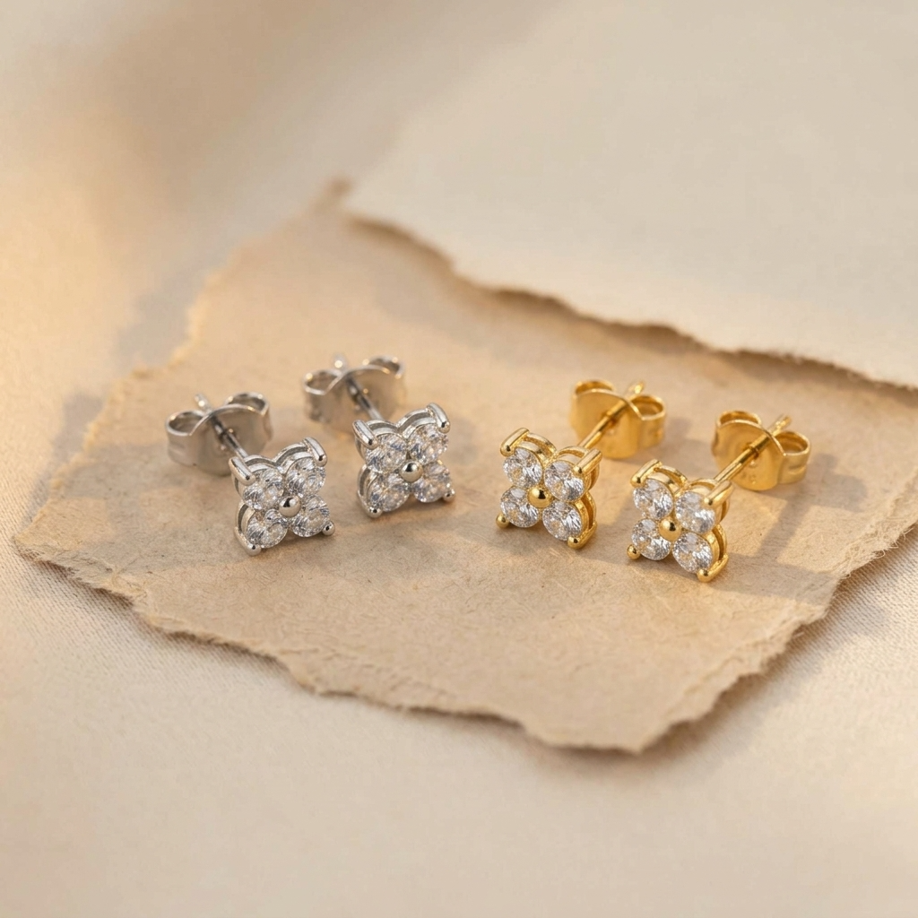 Camilla Crystal Flower Stud Earrings