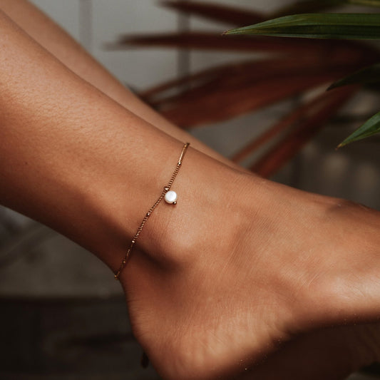 Isabella Pearl Gold Anklet