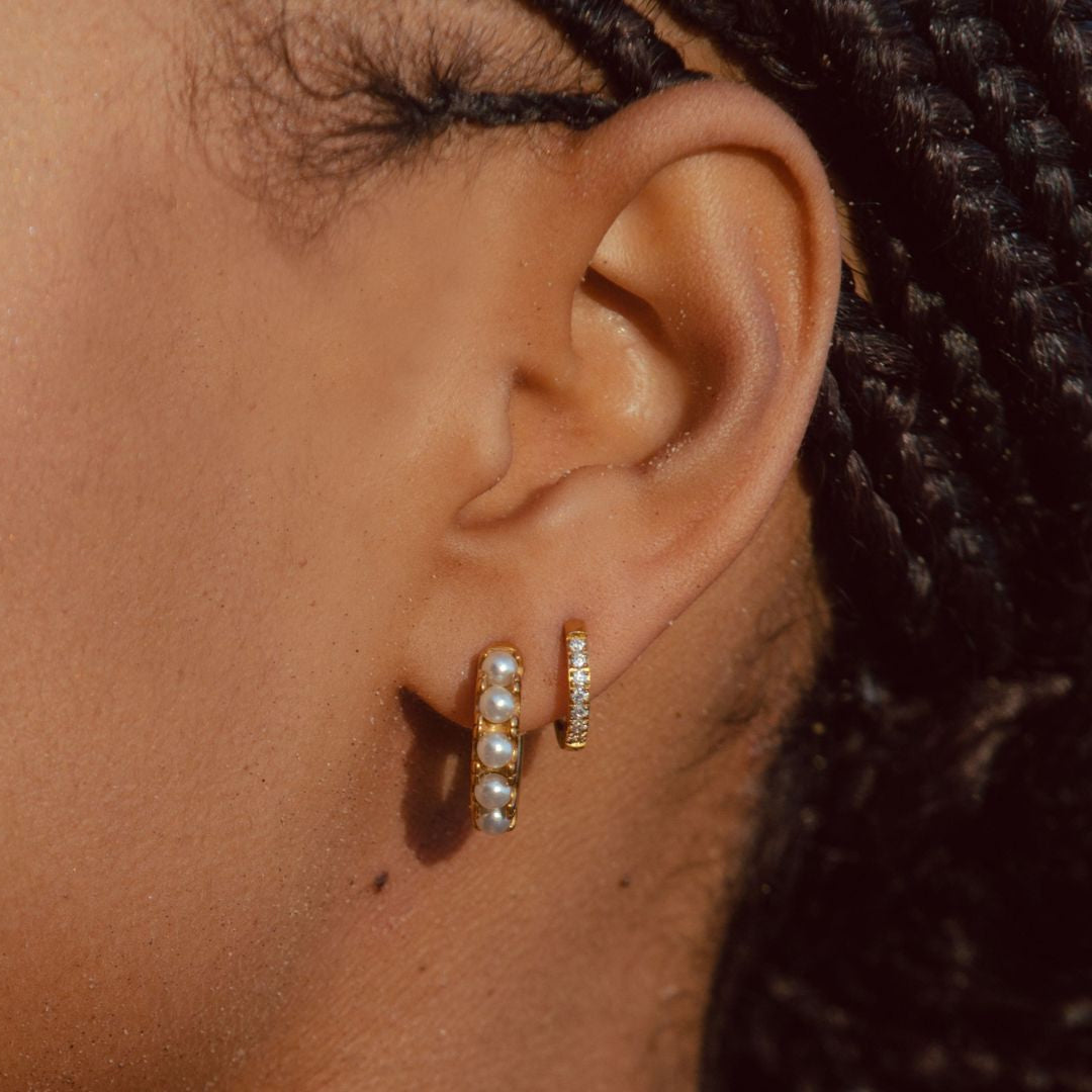 Sophie Pearl Huggie Earrings