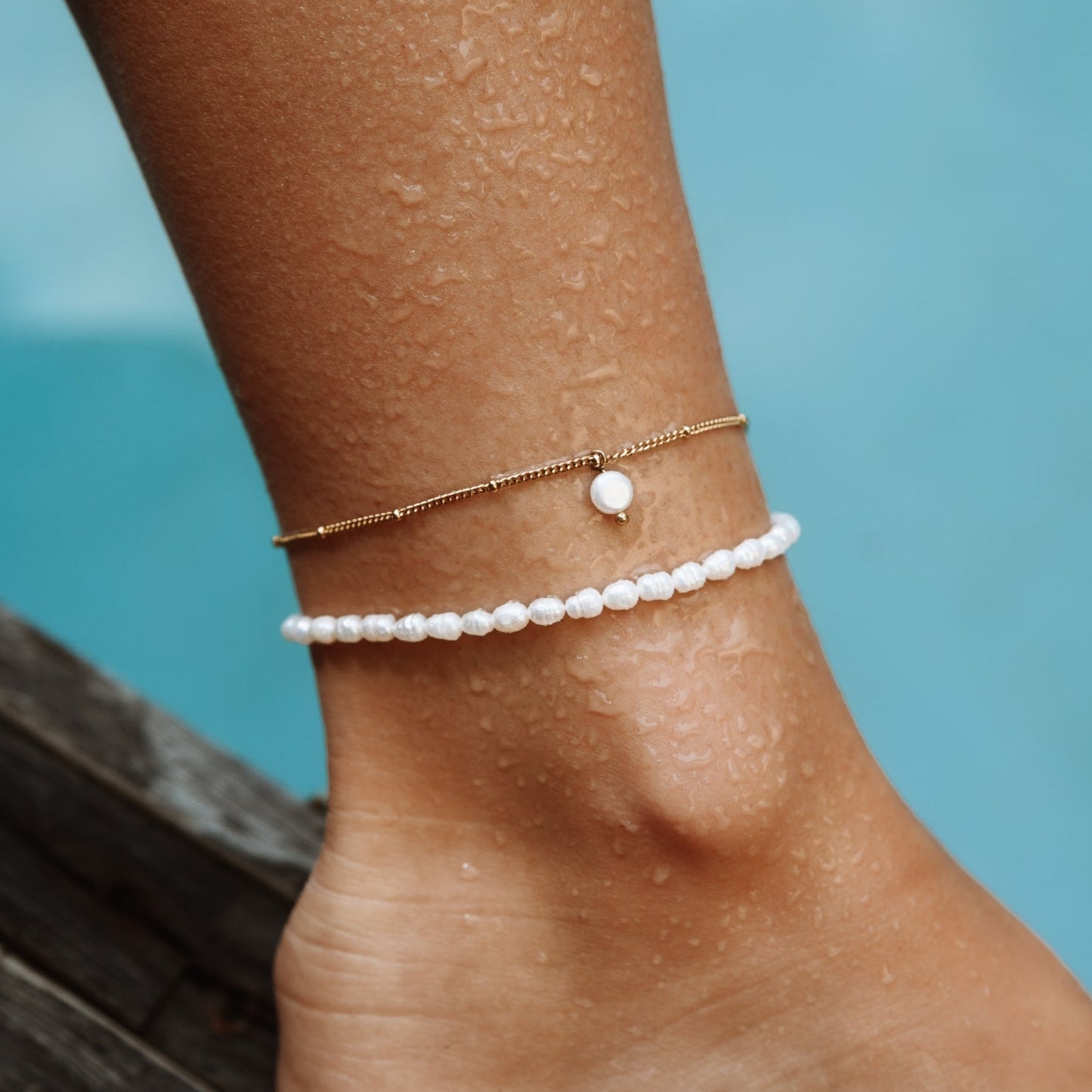 Isabella Pearl Gold Anklet